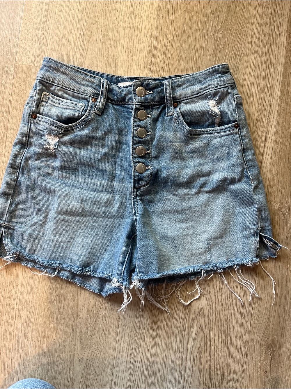 Joe’s Jeans High-Rise Distressed Denim Shorts - Light Blue